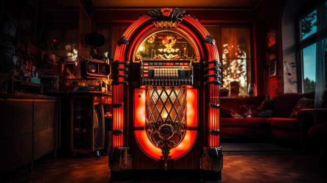 Vintage jukebox playing music