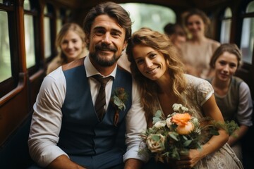 Obraz premium family group wedding portrait