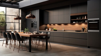 Fototapeta na wymiar Modern kitchen minimalist design Generative AI