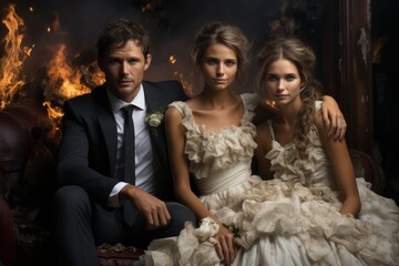 Fototapeta premium tender family wedding portrait
