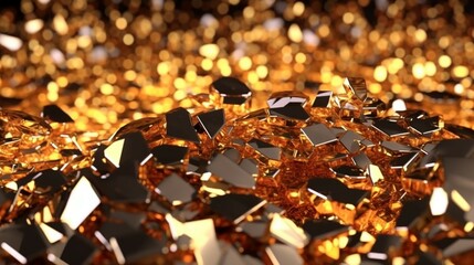 Abstract background with gliter gold 3d render.Generative AI