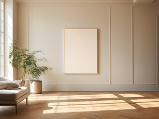 Thin Frame mockup Chic Parisian Interior Minimal wooden wall frame mock-up Minimal Digital template poster mock up