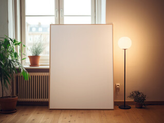 Thin Frame mockup Chic Parisian Interior Minimal wooden leaning frame mock-up Minimal Digital template poster mock up