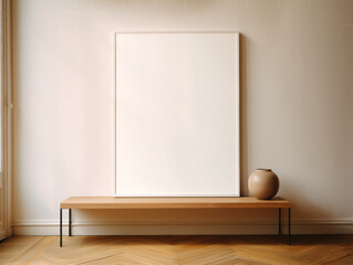 Thin Frame mockup Chic Parisian Interior Minimal wooden leaning frame mock-up Minimal Digital template poster mock up