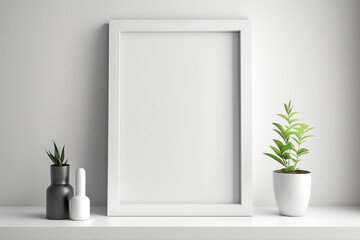 White frame mockup with copy space for illustrations, photos or print presentations. AI generated