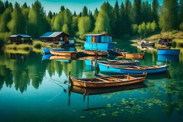 Obraz premium boats on the lake