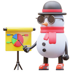 3D Snowman Character doing Presentation