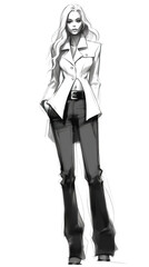 Fototapeta premium tall beautiful fashion woman standing catwalk pose, ai generated image