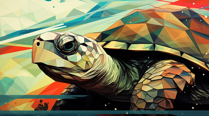 animal turtle design, modern abstract logo artwork, ai generated image