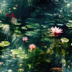 Beautiful lotus flower in the pond. Abstract nature background.