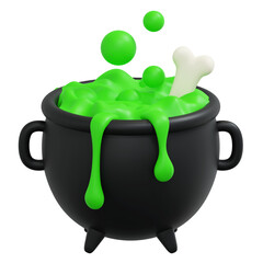 witch cauldron 3d icon halloween illustration