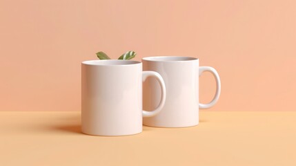 Couple white mugs with clean background