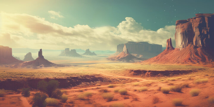 Fantasy alien planet.  illustration. Panoramic view.