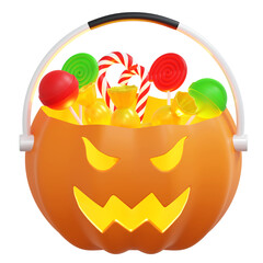 pumpkin candy bag 3d icon halloween illustration