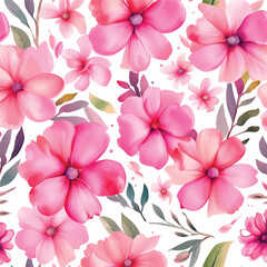 Obraz premium Vector art of pink flowers watercolor seamless patterns vector