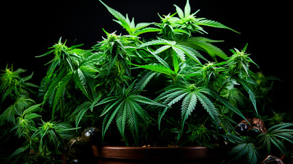 cannabis marijuana plant in pot