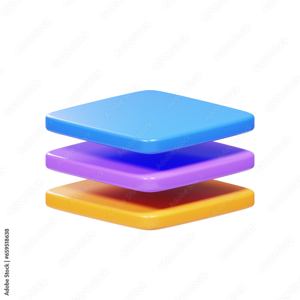 Poster 3d rendering layer tool icon. graphic design tools icon concept