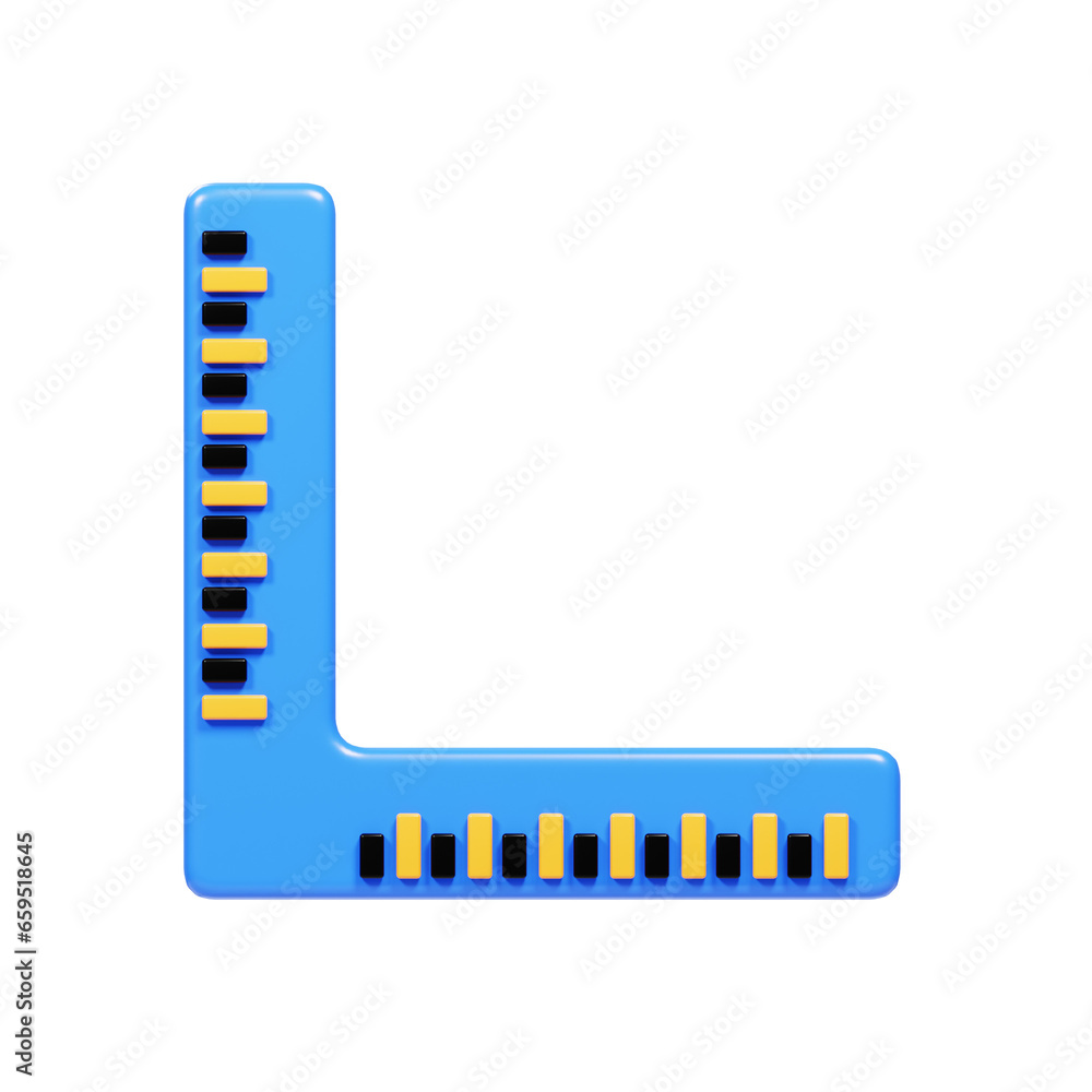 Poster 3d rendering measure icon. graphic design tools icon concept