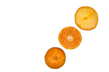 orange mandarin on gray background