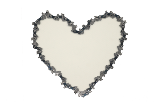 The saw chain is in the shape of a heart on white background - Powered by Adobe