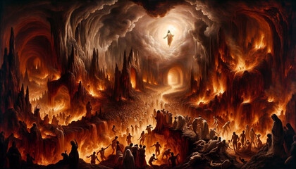 Conquering Death's Domain: Christ's Descent Below - obrazy, fototapety, plakaty