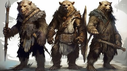 parody Bugbears resembled hairy feral goblins standing.Generative AI - obrazy, fototapety, plakaty