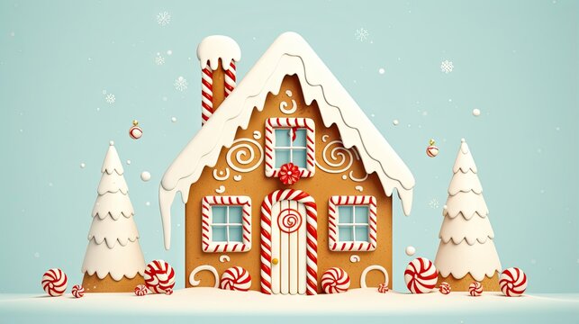  a gingerbread house with candy canes and candy canes.  generative ai