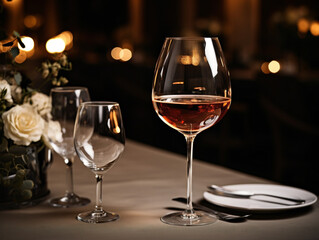 An exquisite arrangement of wine or cocktails in a sophisticated, luxurious ambiance, evoking opulence and refinement.