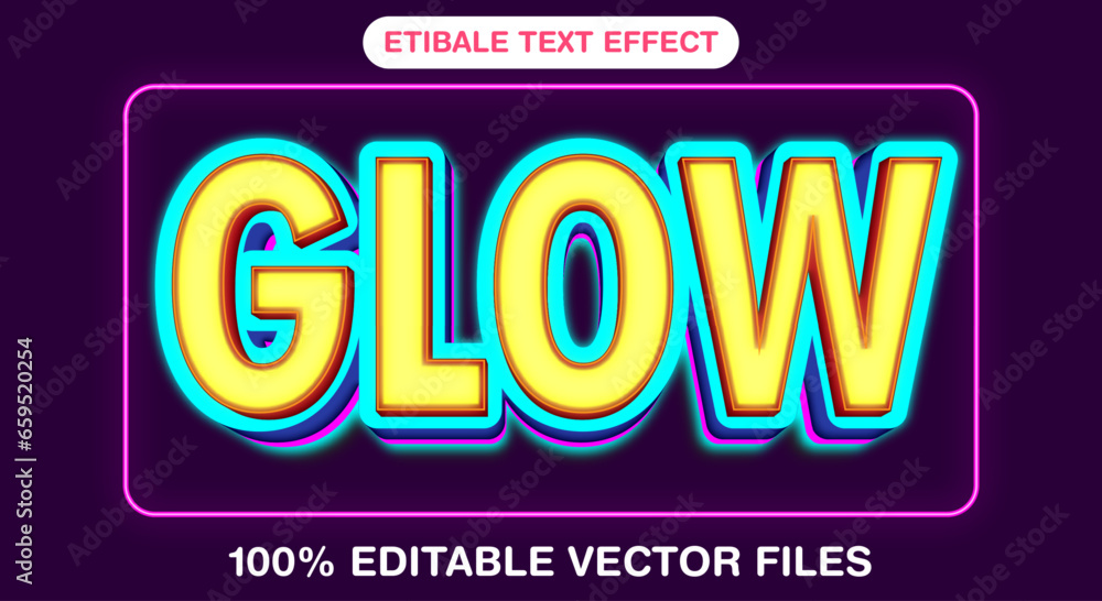 Poster 3d glow editable text effect in glowing style
