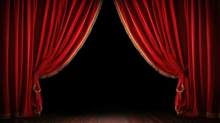 Red Stage Curtain Backdrop - obrazy, fototapety, plakaty