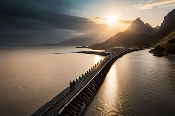 sunset over the lake