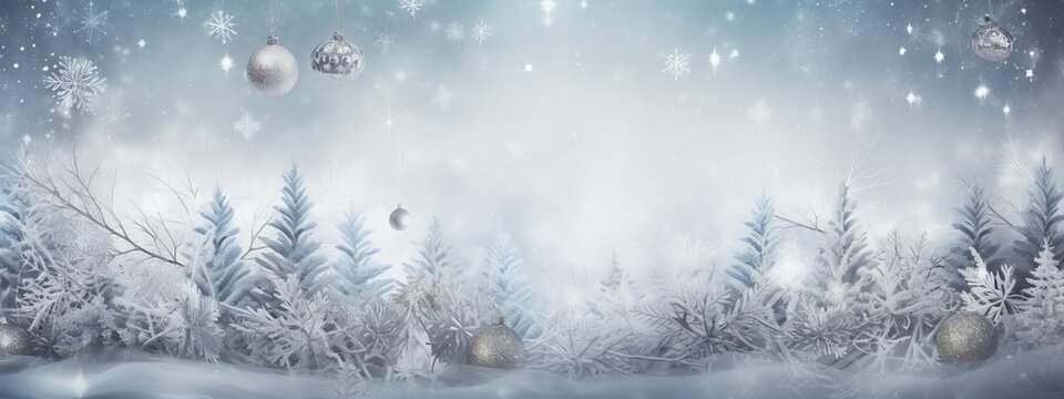 christmas festive background Snowfall Tranquil Christmas scene with falling snow and fir trees. Empty  copy space for creative ideas space xmas joyful greeting seasonal backdrop