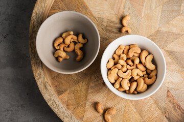 Roasted cashew nuts in a bowl.