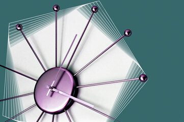 A modern wall clock with pentagon background
