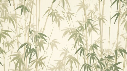 Fototapeta premium a picture of a wall with a lot of bamboo leaves on it. generative ai