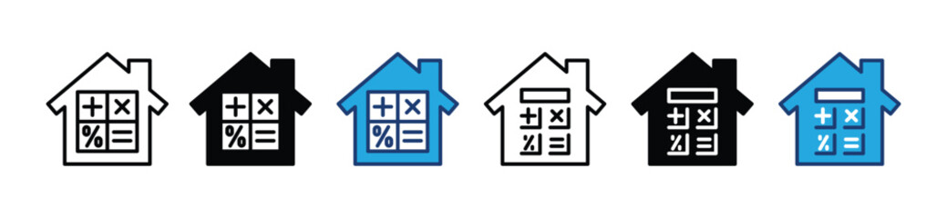 Home mortgage icon. Home count icons. Real estate line icon. Vector illustration