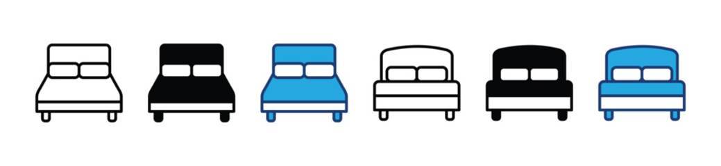 Bedroom icon. Pillow, bedding icon. Outline and editable stroke. Vector illustration