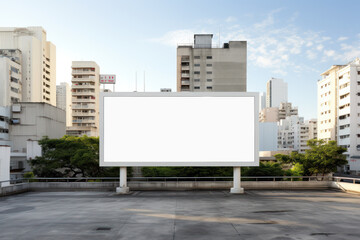 Obraz premium Empty signboard for advertising, billboard with space for mockup information, billboard on city streets