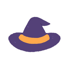 Cute witch hat Doodle Halloween element, signs and symbols decorative , Hand drawn in doodle style.