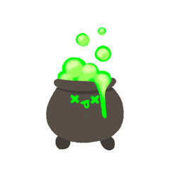 Cute Green potion making Doodle Halloween element, signs and symbols decorative , Hand drawn in doodle style.