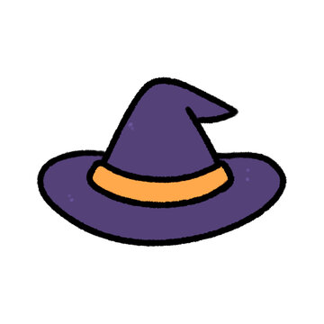 Cute witch hat Doodle Halloween element, signs and symbols decorative , Hand drawn in doodle style.