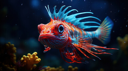 Fototapeta na wymiar A magical underwater world with various beautiful fish, a seascape with exotic tropical fish