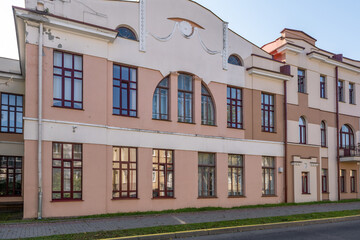 Fototapeta premium example of hundred-year-old historical building and homestead of private sector in city