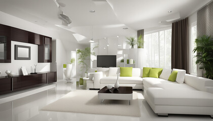 Stylish Interior Design Background. Industrial Living Room