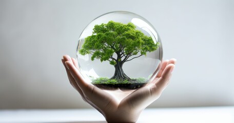 hands holding a green plant