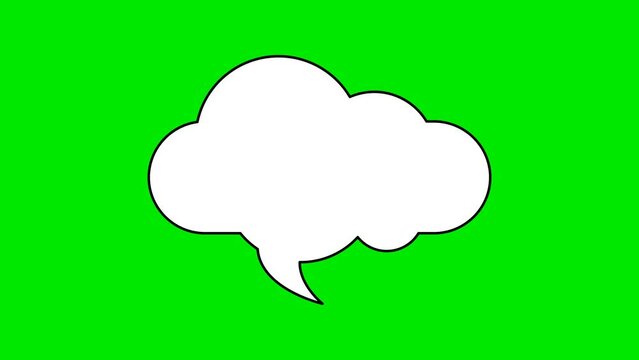 Animated white outlined speech bubble, chat balloon icon.