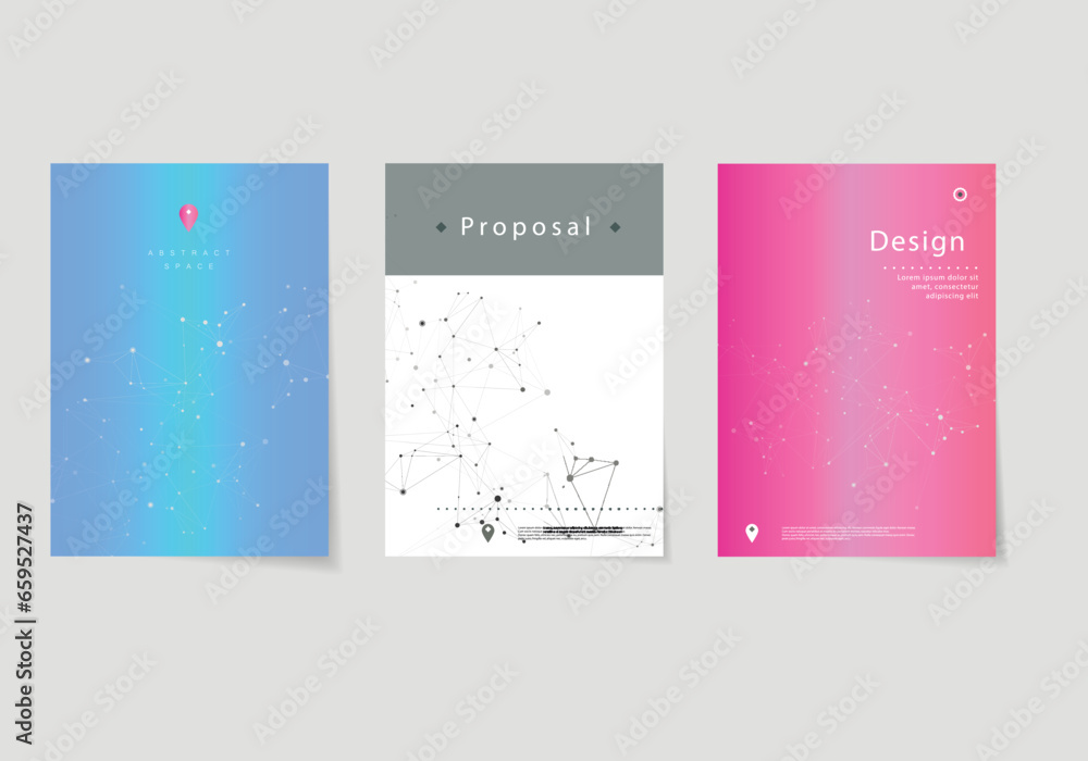 Poster Vector banner design. Medical vector and business design. Modern connecting dots and lines. Global network connection. Geometric abstract background