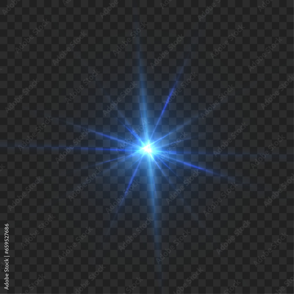 Leinwandbilder abstract blue flash of light and laser beams with glitter. isolated on transparent background. vecto