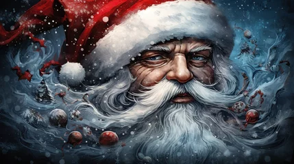 Foto op Canvas  a painting of a santa clause with a beard and beard.  generative ai © Anna
