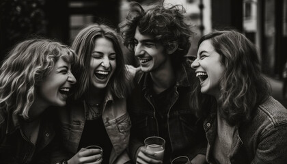 A group of young adults enjoying a carefree weekend party generated by AI